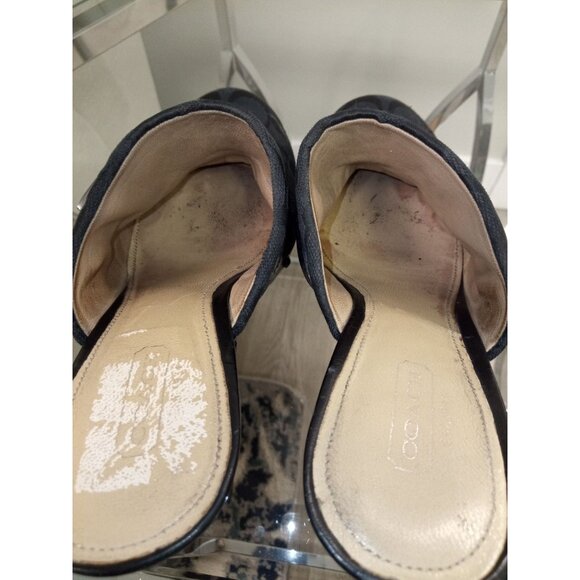 Coach Black Leather Buckle Slip On Clogs Size 5 - Picture 5 of 8